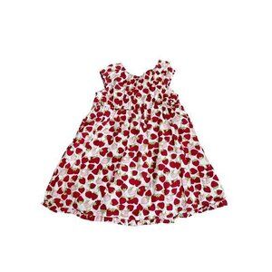 GYMBOREE Baby Girl Red & Pink Strawberry Print Cotton Summer Dress Size 18-24 Mo